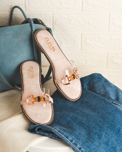 Bubble Gum- The Clear Strap Detailed Flats