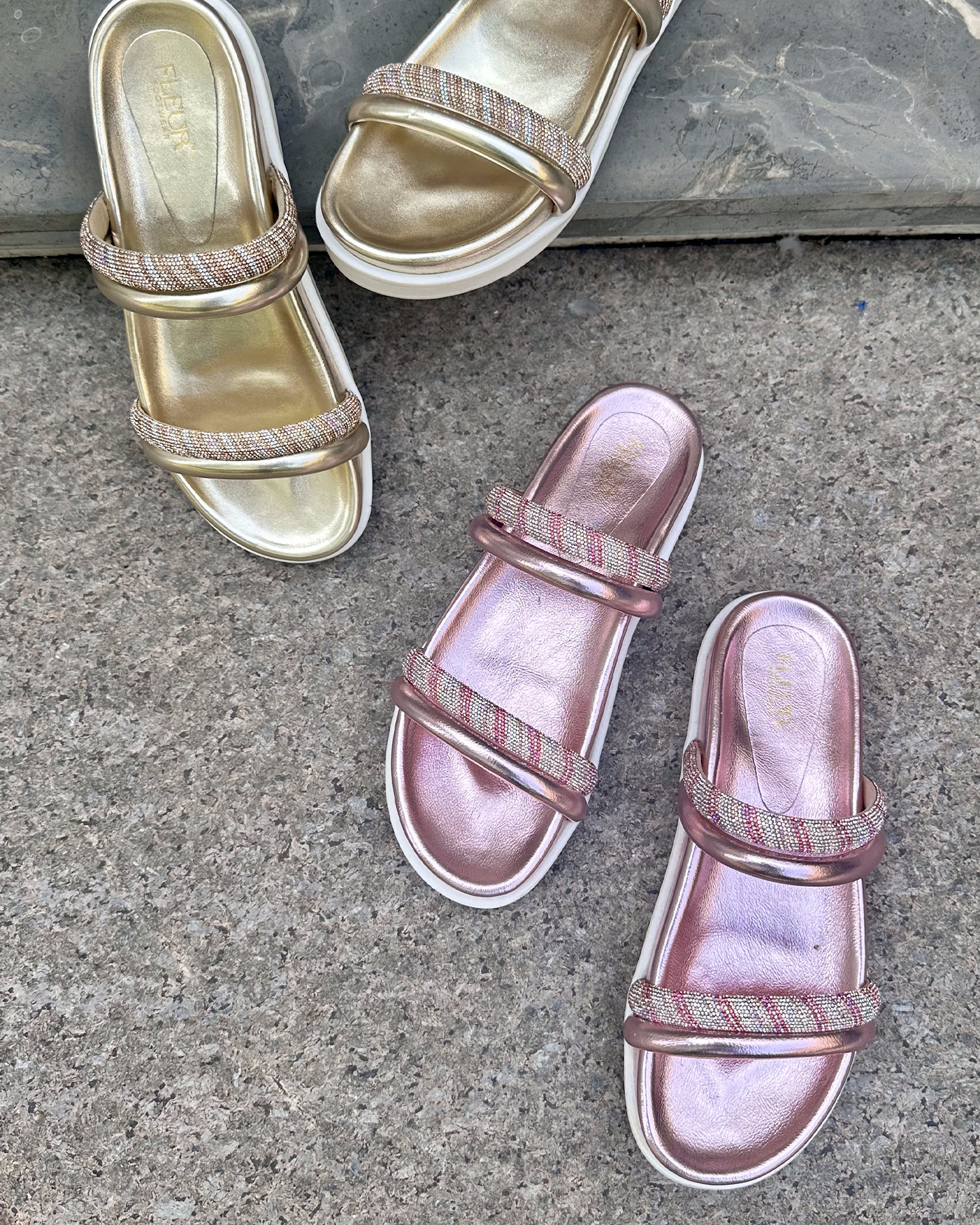 Candy Floss Straps - The Bling Comfort Sliders