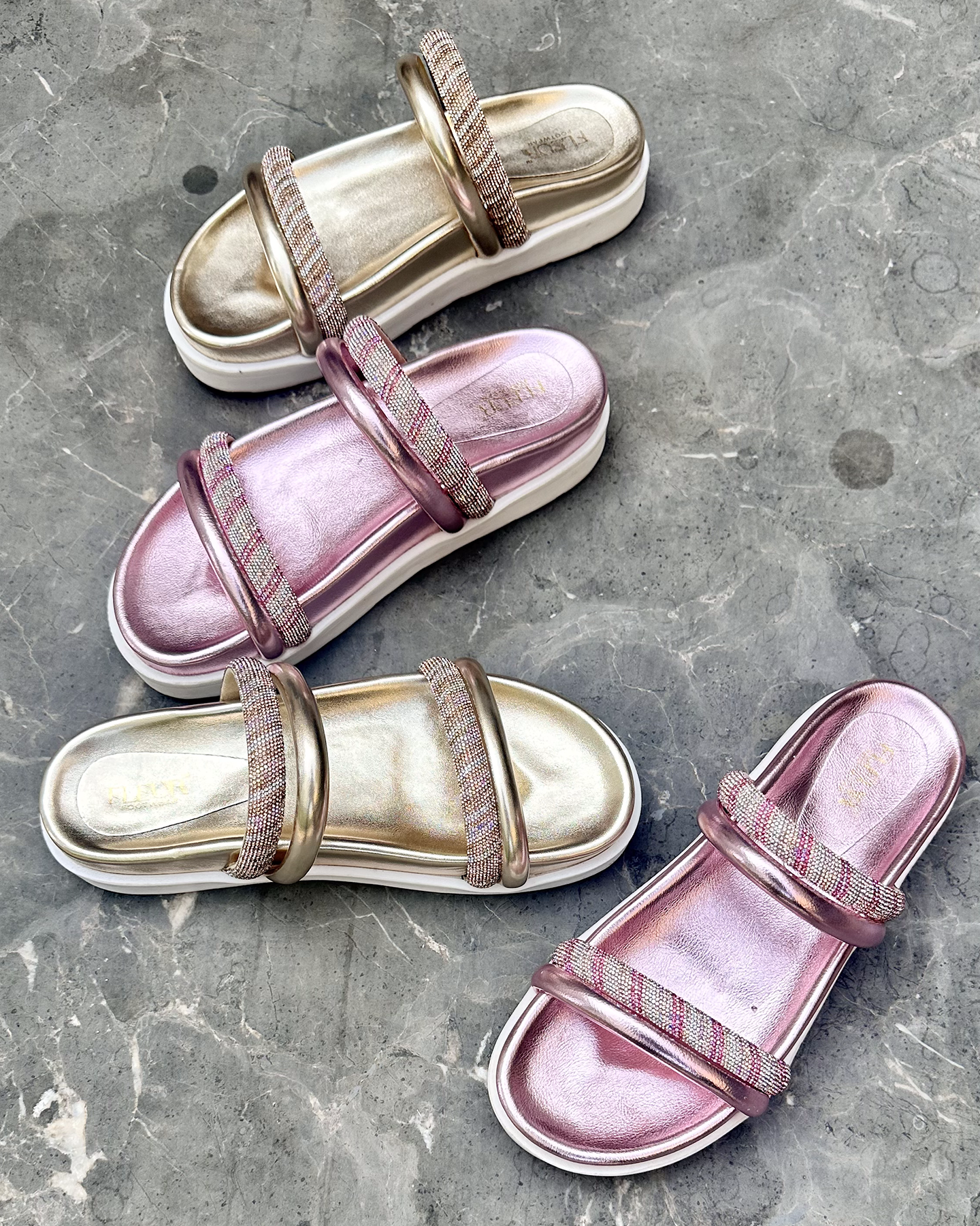 Candy Floss Straps - The Bling Comfort Sliders