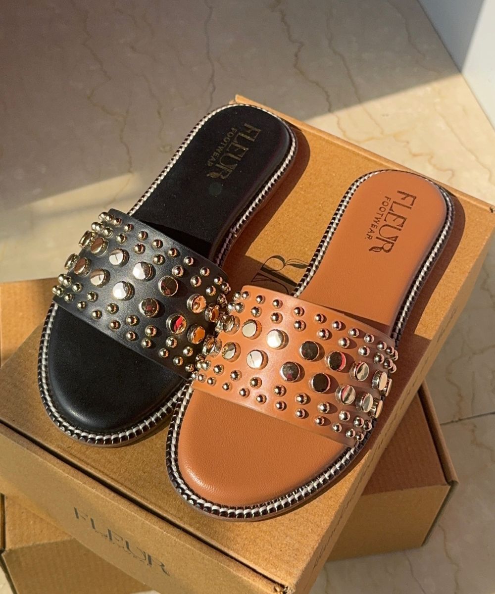 Oak -Bold Studded Slip-On Chic